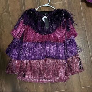 nasty gal tinsel fringe jacket NWT